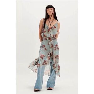 NWOT Free People Floral Sheer Ruffle Dress/top - S